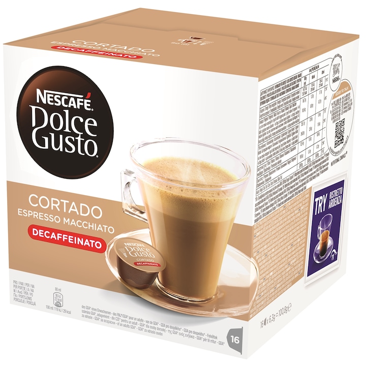 Nescafe Dolce Gusto, Cortado Espresso Decaffeinato, 16 Kapszula, 99.2 g
