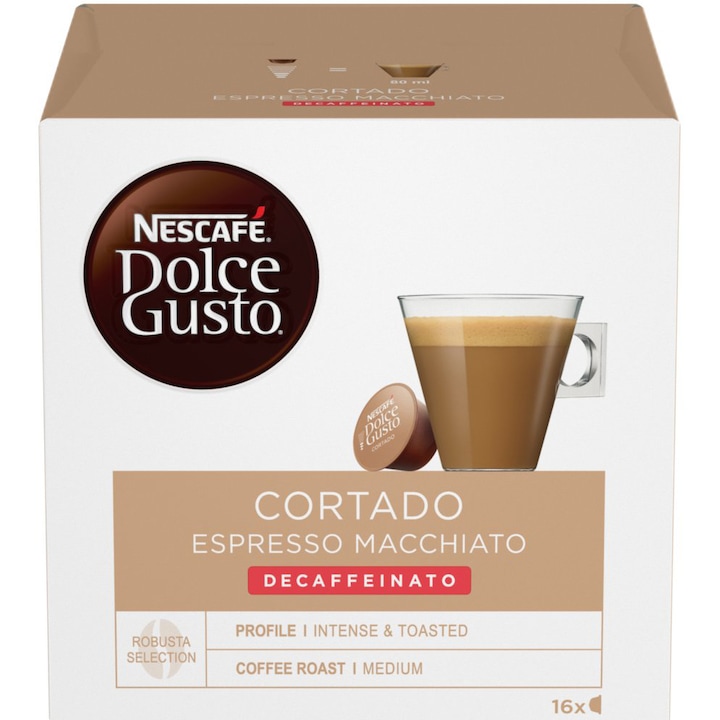 Капсули Nescafe Dolce Gusto, Cortado Espresso Decaffeinato, 16 Капсули, 99.2 гр