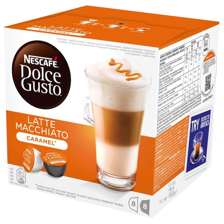 Nescafé Dolce Gusto, Karamell izű Latte Macchiato , 2 x 8 kapszula, 168.8 g