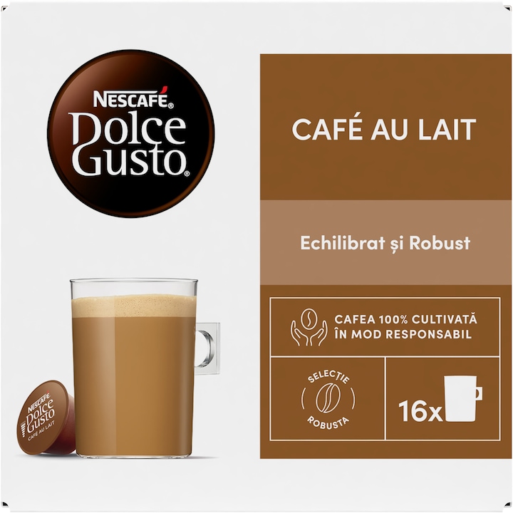 NESCAFÉ Dolce Gusto Café au Lait, capsule cafea, cutie cu 16 capsule, 16 bauturi, 160g