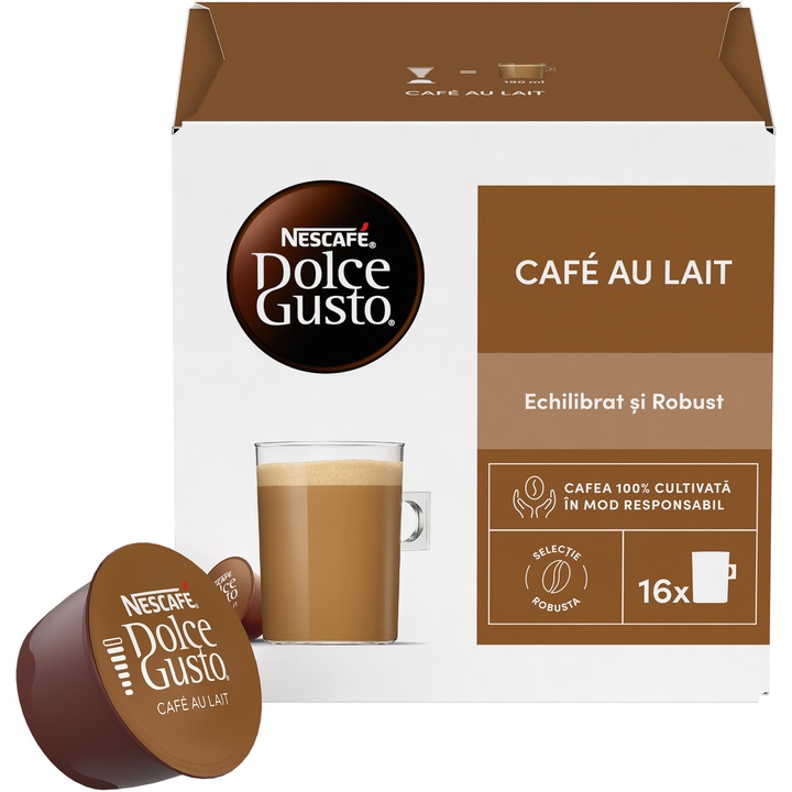 Капсули Nescafe Dolce Gusto, Cafe Au Lait, 16 Капсули, 160 гр