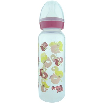 Biberon Primii Pasi decorat, 250 ml, Mov Biberon Primii Pasi decorat, 250 ml, Mov