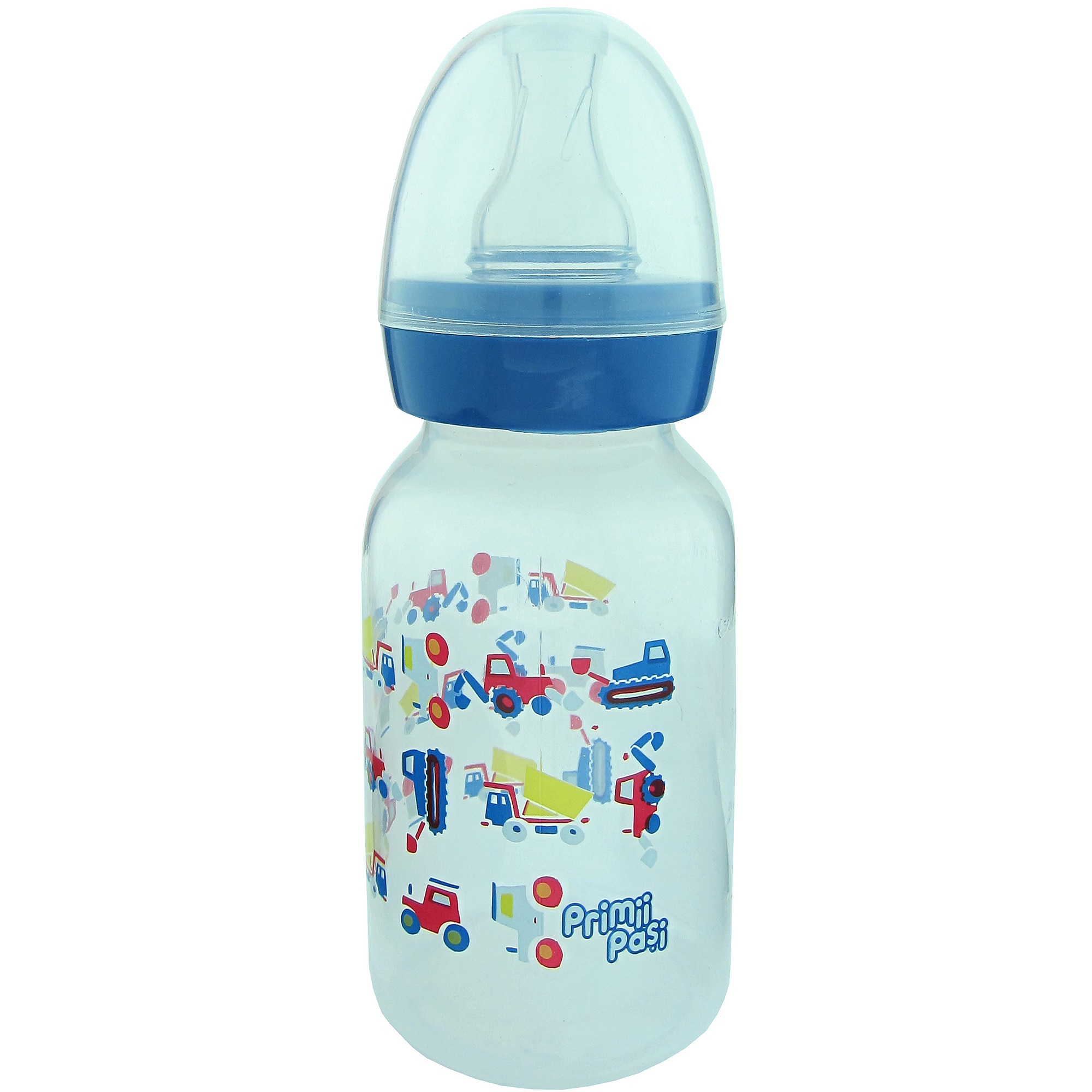 Biberon Primii Pasi decorat, 125 ml, Albastru