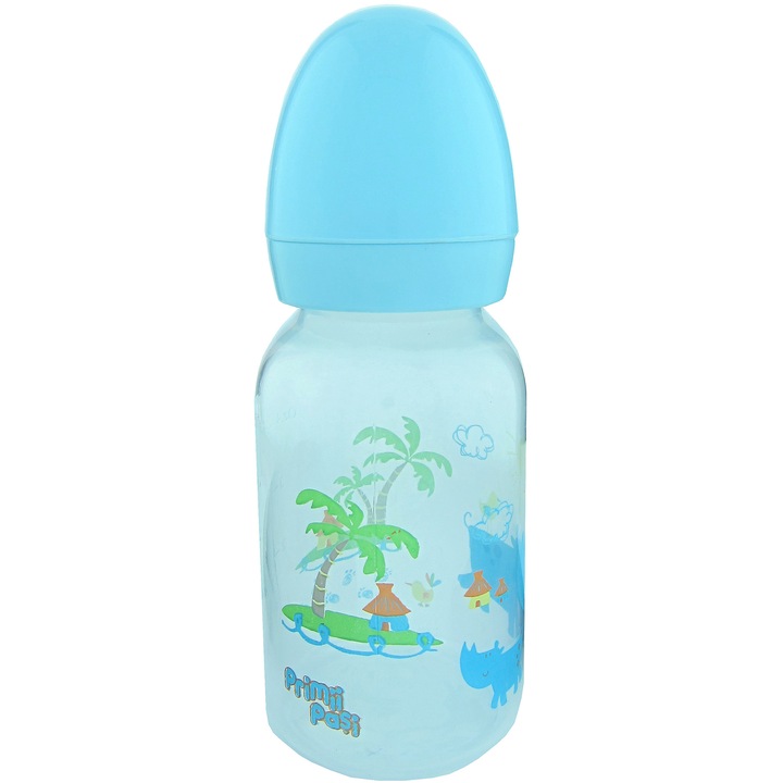 Biberon Primii Pasi decorat, 125 ml, Albastru