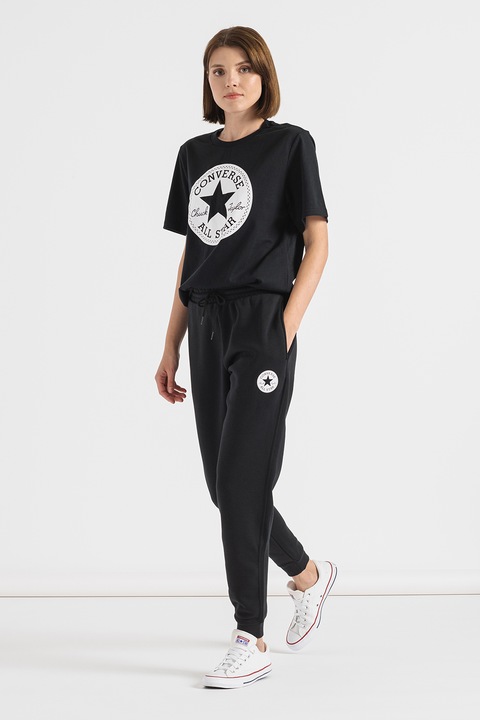 Converse, Tricou regular fit unisex cu imprimeu logo, Alb/Negru