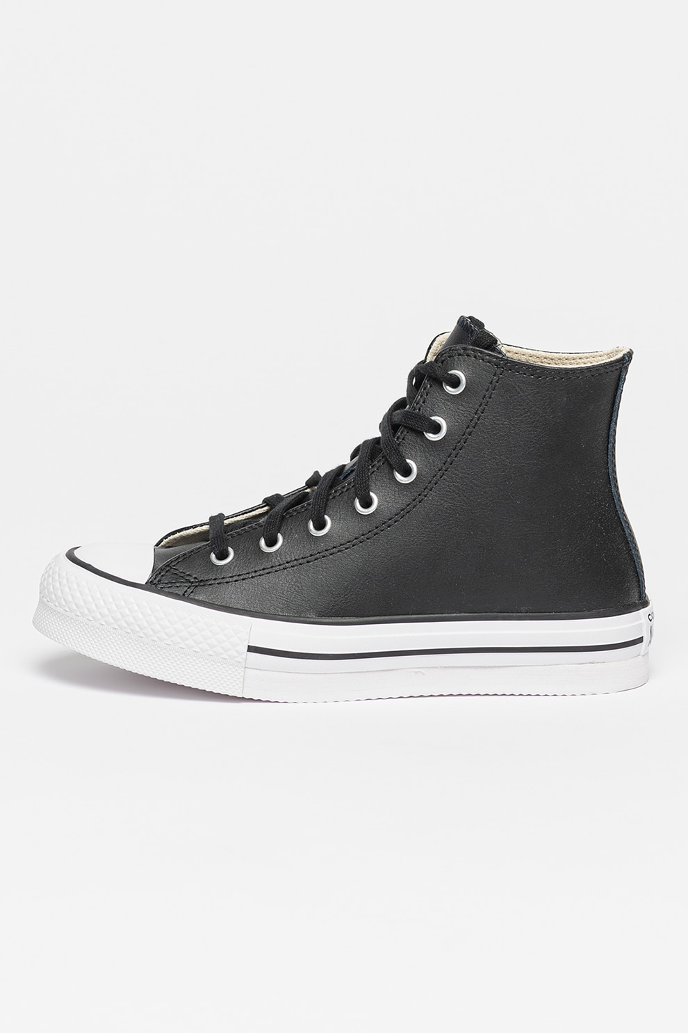 Converse, Pantofi sport de piele Chuck Taylor All Star Eva, Alb, Negru, 36 EU