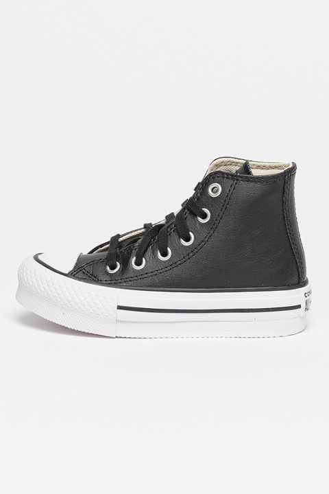 Converse, Pantofi sport de piele Chuck Taylor All Star Eva Lift, Alb/Negru