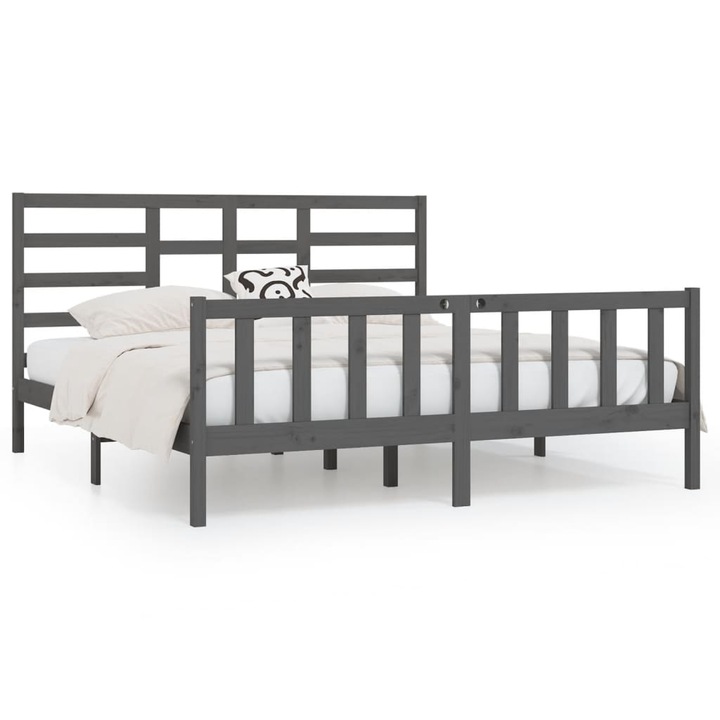 vidaXL szürke tömör fenyőfa ágykeret 200x200 cm 3107635
