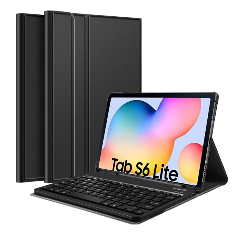 Husa tableta cu tastatura, Piele ecologica, 10.4'', Compatibila cu Samsung Galaxy S6 Lite, Negru