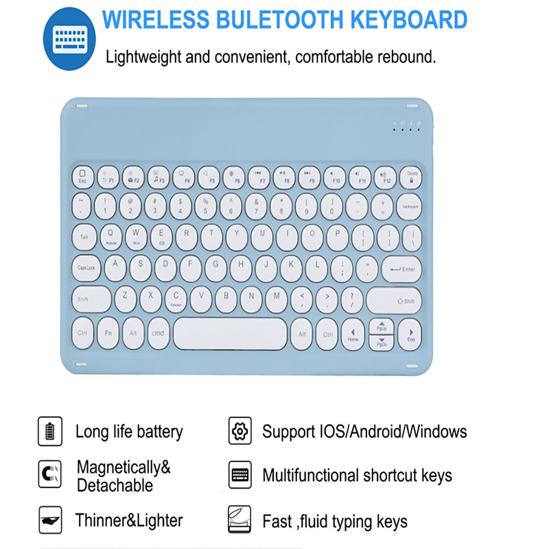 Husa tableta cu tastatura, Piele, 10.4'', Compatibila cu Samsung Galaxy S6 Lite, Albastru deschis
