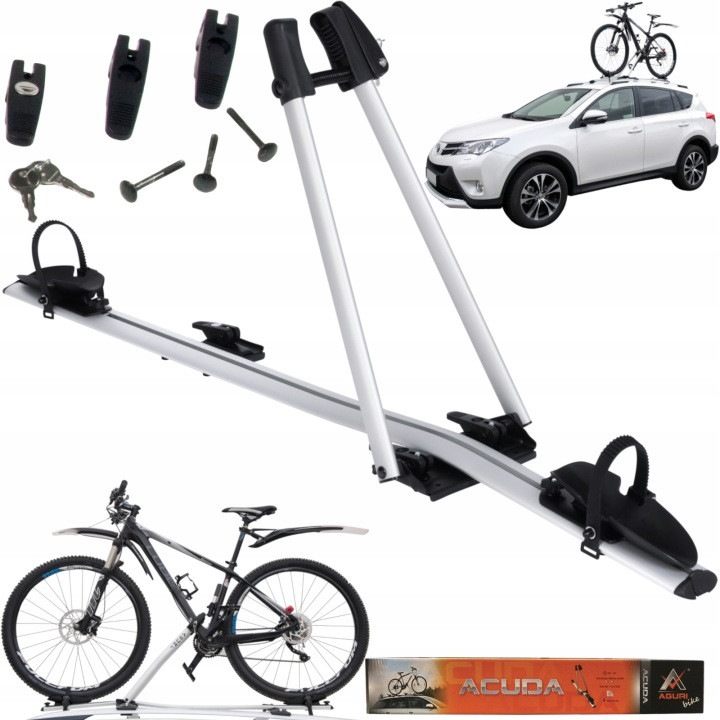 Suport biciclete Aguri Acuda III 1 biciclete cu prindere pe bare transversale, Argintiu