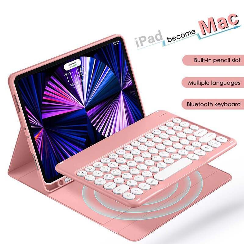 Husa tableta cu tastatura, Piele, 10.5'', Compatibila cu iPad Air 3/Pro, Roz