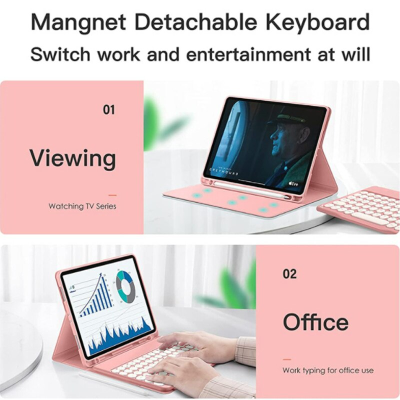 Husa tableta cu tastatura, Piele, 10.5'', Compatibila cu iPad Air 3/Pro, Roz