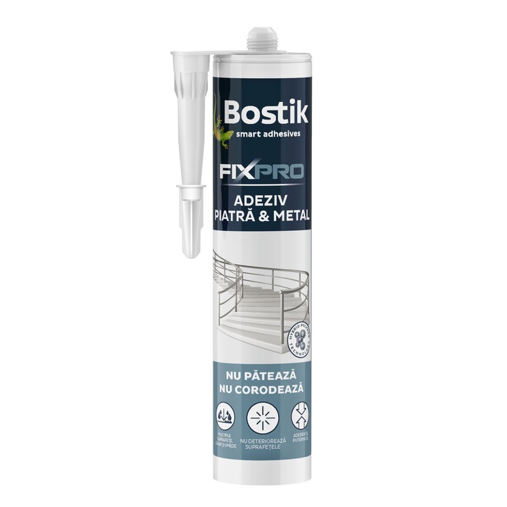 Adeziv universal, Bostik Piatra si Metal Fixpro, alb, 290 ml
