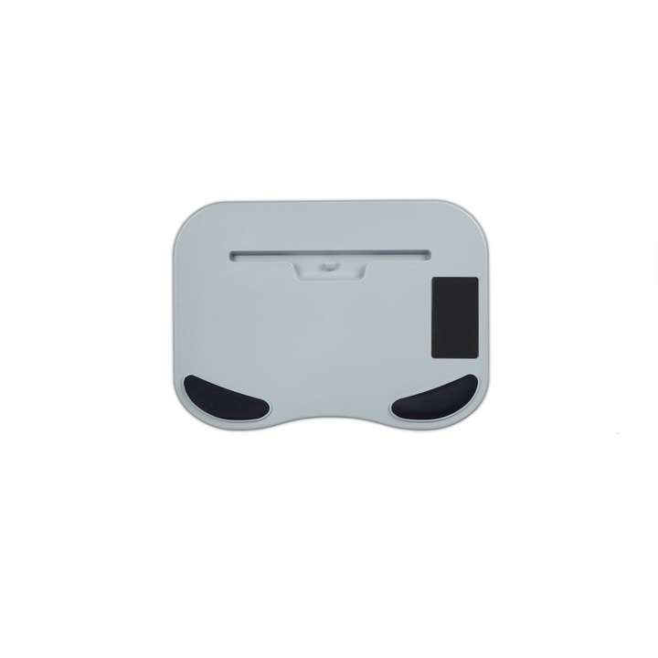Suport laptop/tableta pentru genunchi, perne moi pentru confort, 6 x 44 x 32 cm, gri