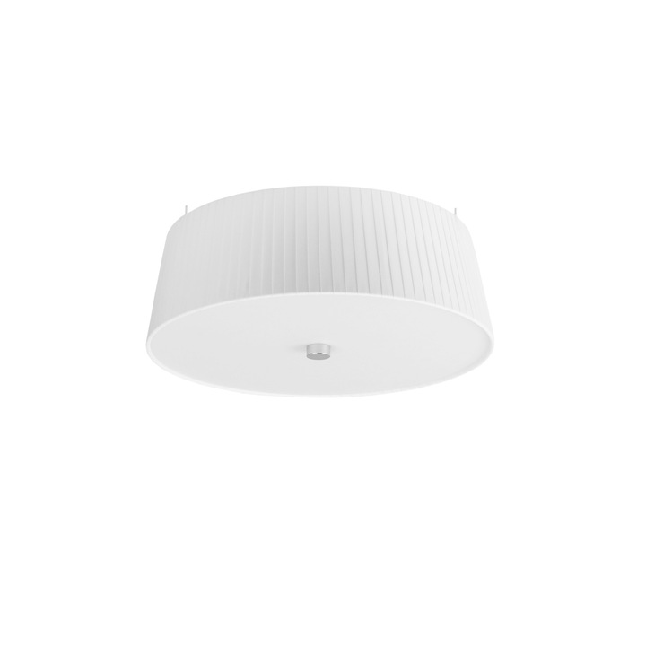 Plafoniera de design cu 3 lumini, Sotto Luce Kami, tesatura alba, baza alba,3 x E27, diam. 36 cm