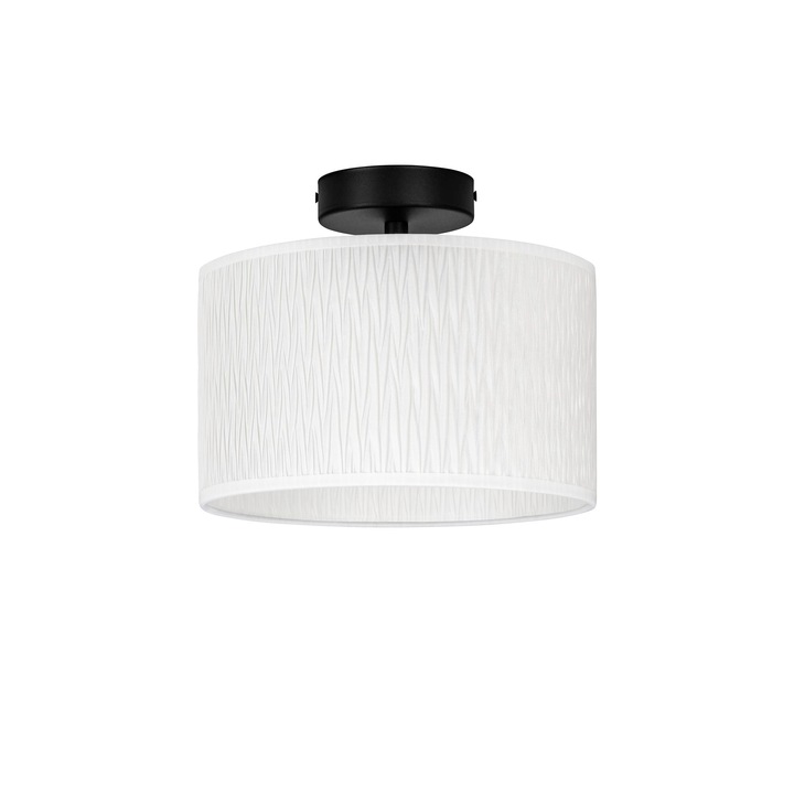 Plafoniera eleganta cu 1 lumina, Sotto Luce Aoi, tesatura alba, baza neagra,1 x E27, diam. 25 cm