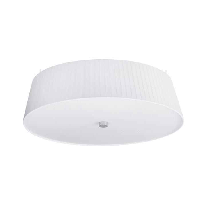 Plafoniera de design cu 3 lumini, Sotto Luce Kami, tesatura alba, baza alba,3 x E27, diam. 45 cm