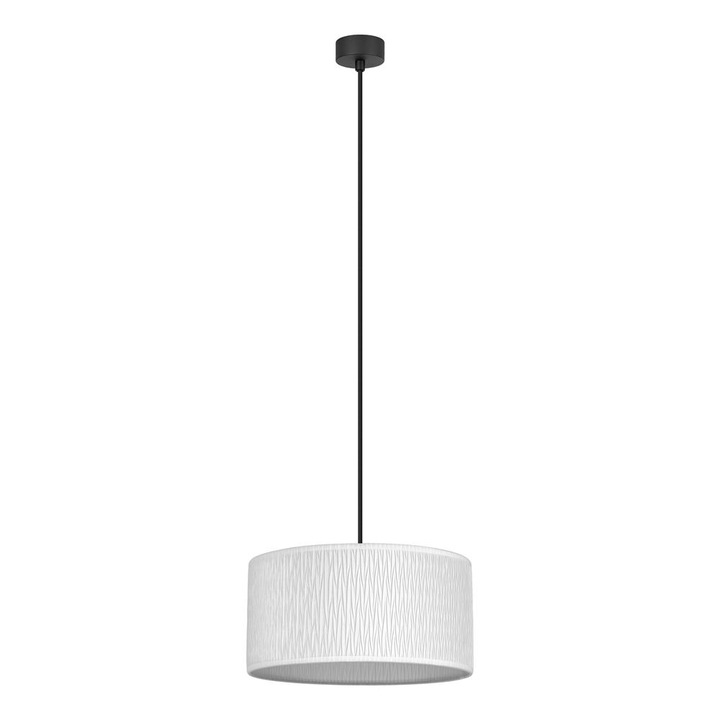 Pendul suspendat elegant cu 1 lumina, Sotto Luce Aoi, material textil alb, cablu textil negru de 1,5 m, 1 x E27 diam. 30 cm