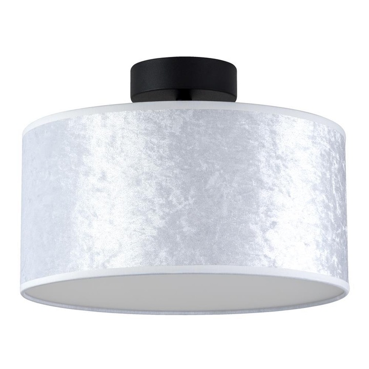 Plafoniera eleganta cu 1 lumina, Sotto Luce Mizu, catifea alba, baza neagra,1 x E27, diam. 30 cm