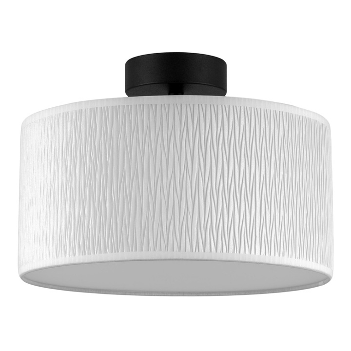 Plafoniera eleganta cu 1 lumina, Sotto Luce Aoi, tesatura alba, baza neagra,1 x E27, diam. 30 cm
