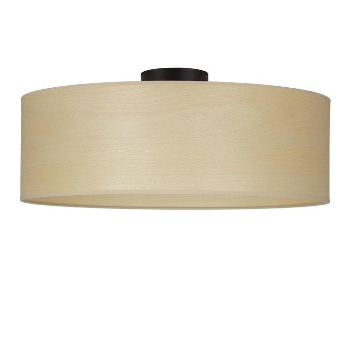 Plafoniera cu 1 lumina in stil nordic, Sotto Luce Tsuri, furnir de fag alb, baza neagra,1 x E27, diam. 45 cm