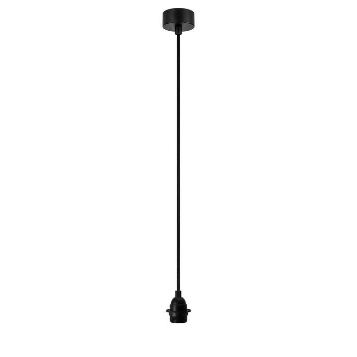 Pendul minimalist cu 1 lumina, Sotto Luce Bi Kage, termoplastic negru, cablu textil negru de 1,5 m, 1 x soclu E27