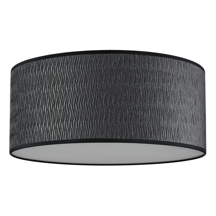 Plafoniera eleganta cu 3 lumini, Sotto Luce Aoi, tesatura neagra, baza neagra,3 x E27, diam. 45 cm