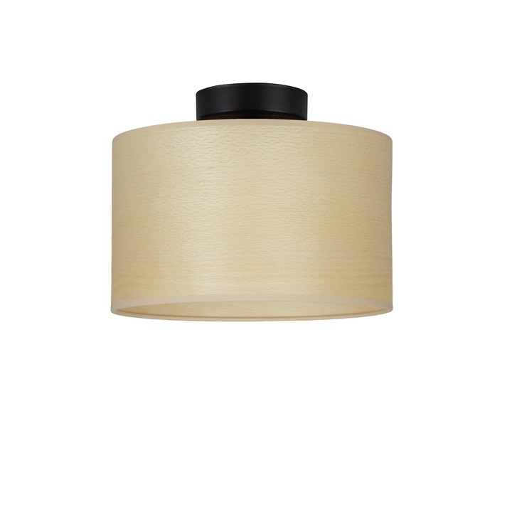 Plafoniera cu 1 lumina in stil nordic, Sotto Luce Tsuri, furnir de fag alb, baza neagra,1 x E27, diam. 25 cm