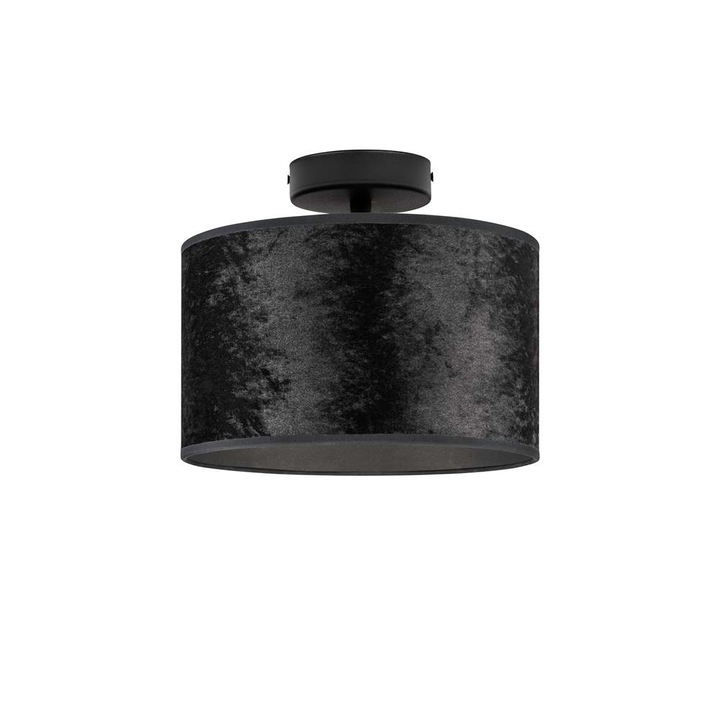 Plafoniera eleganta cu 1 lumina, Sotto Luce Mizu, catifea neagra, baza neagra,1 x E27, diam. 25 cm