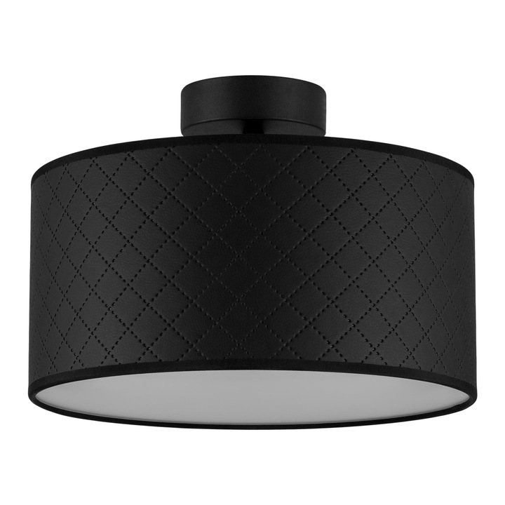 Plafoniera eleganta cu 1 lumina, Sotto Luce Aki, piele artificiala neagra, baza neagra,1 x E27, diam. 30 cm