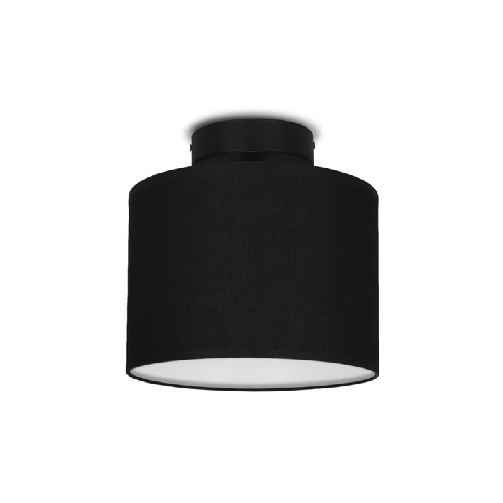 Plafoniera moderna cu 1 lumina, Sotto Luce Mika, tesatura neagra, baza neagra,1 x E27, diam. 20 cm