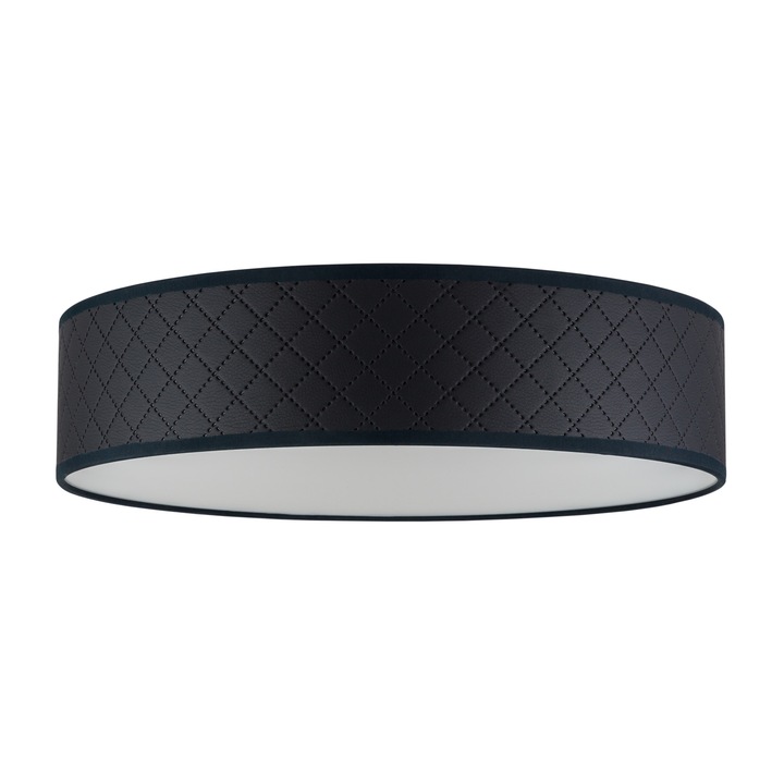 Plafoniera eleganta cu 3 lumini, Sotto Luce Aki, piele artificiala neagra, baza alba,3 x E27, diam. 40 cm