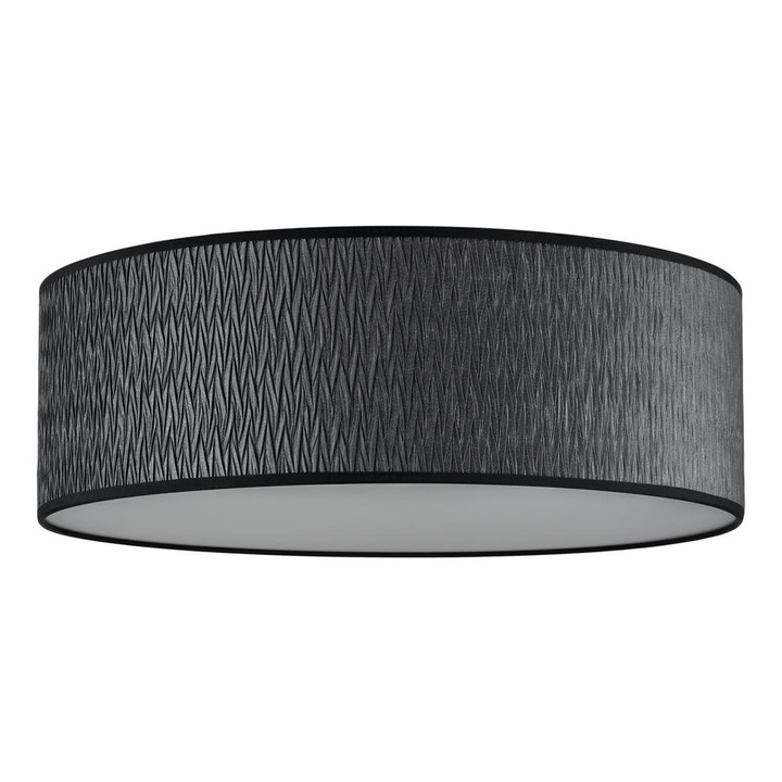 Plafoniera eleganta cu 3 lumini, Sotto Luce Aoi, tesatura neagra, baza neagra,3 x E27, diam. 45 cm