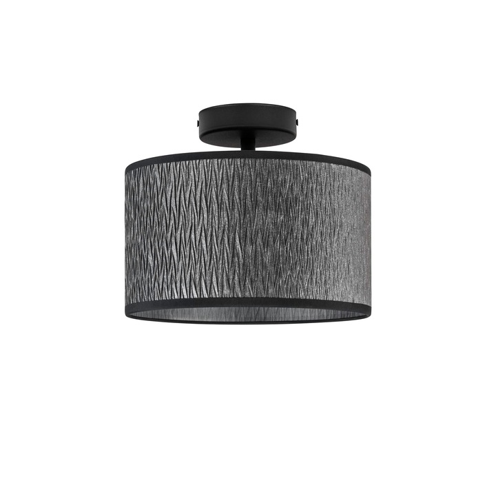 Plafoniera eleganta cu 1 lumina, Sotto Luce Aoi, tesatura neagra, baza neagra,1 x E27, diam. 25 cm