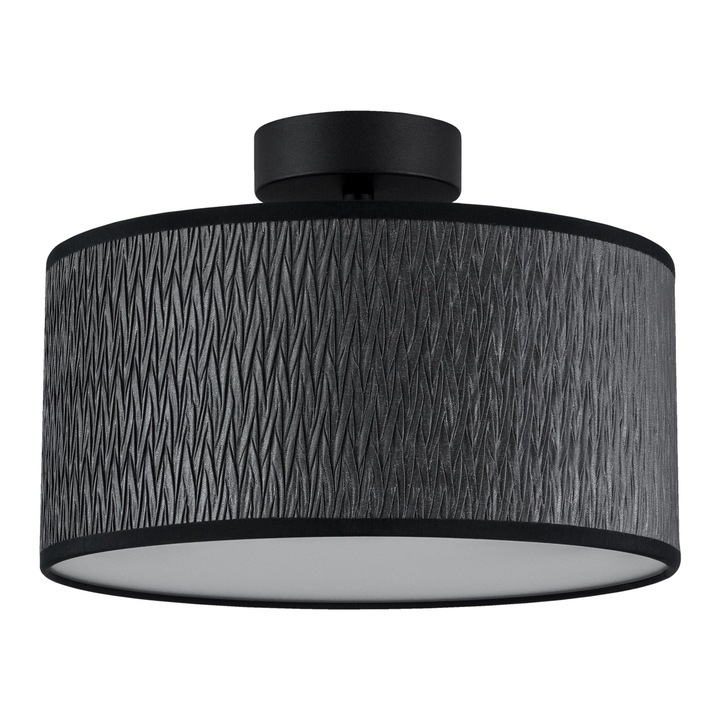 Plafoniera eleganta cu 1 lumina, Sotto Luce Aoi, tesatura neagra, baza neagra,1 x E27, diam. 30 cm