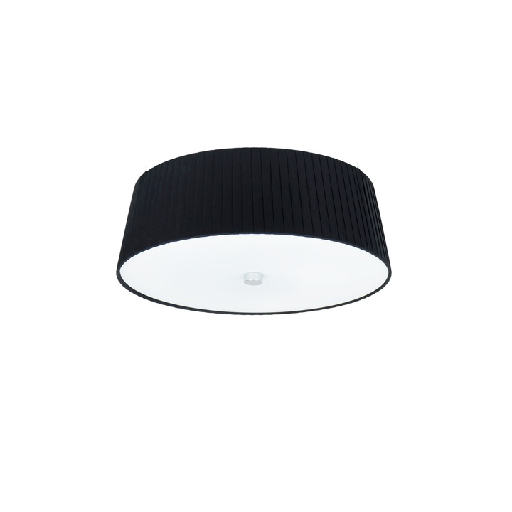 Plafoniera de design cu 3 lumini, Sotto Luce Kami, tesatura neagra, baza alba,3 x E27, diam. 36 cm