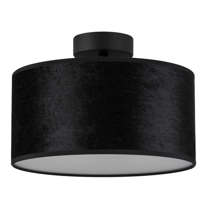 Plafoniera eleganta cu 1 lumina, Sotto Luce Mizu, catifea neagra, baza neagra,1 x E27, diam. 30 cm