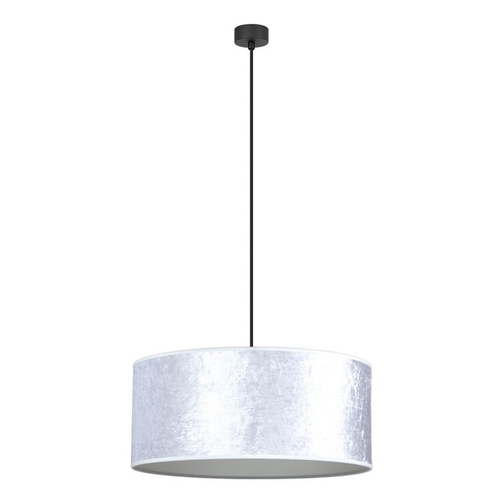 Pendul elegant cu 1 lumina, Sotto Luce Mizu, catifea alba, 1,5 m cablu negru din tesatura, 1 x E27 diam. 45 cm