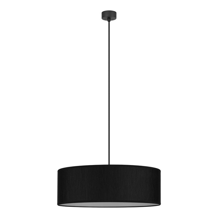 Pendul modern cu 1 lumina, Sotto Luce Umai, tesatura neagra, cablu negru de 1,5 m, 1 x E27 diam. 45 cm
