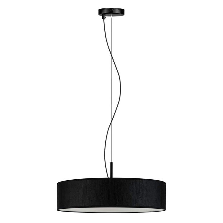 Suspensie moderna cu 3 lumini, Sotto Luce Umai, tesatura neagra, cablu negru de 1,5 m, 3 x E27 diam. 50 cm