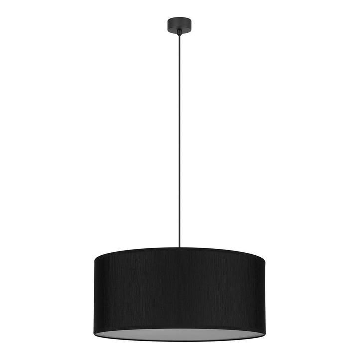 Pendul modern cu 1 lumina, Sotto Luce Umai, tesatura neagra, cablu negru de 1,5 m, 1 x E27 diam. 45 cm