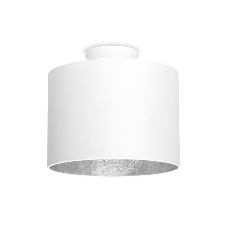Plafoniera moderna cu 1 lumina, Sotto Luce Mika, material textil alb/argintiu, baza alba,1 x E27, diam. 25 cm