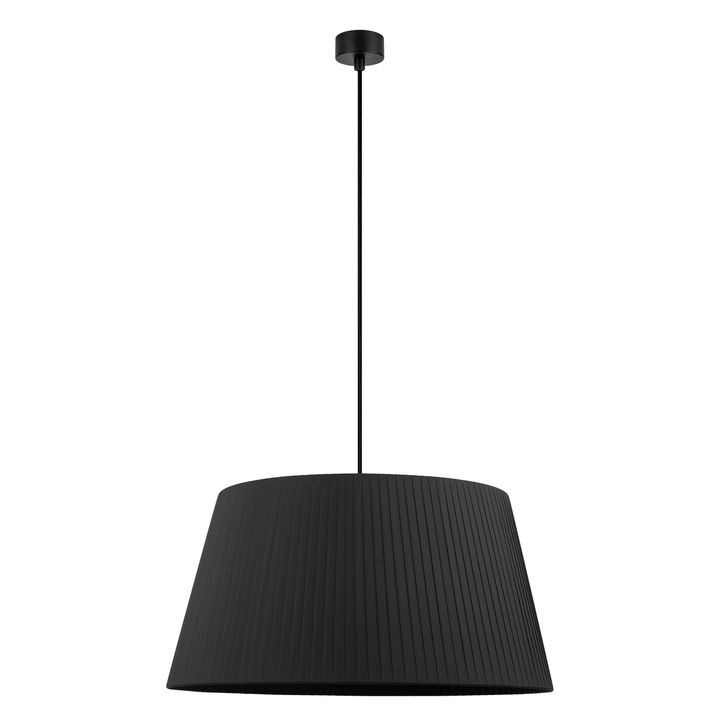 Pendul de design cu 1 lumina, Sotto Luce Kami, material textil negru, cablu textil negru de 1,5 m, 1 x E27 diam. 54 cm