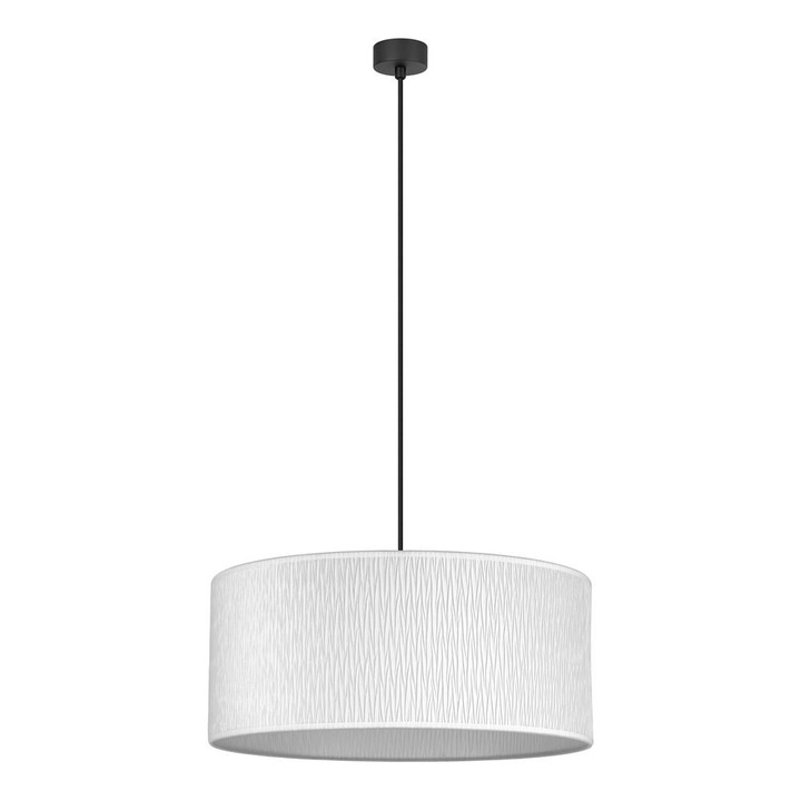 Pendul suspendat elegant cu 1 lumina, Sotto Luce Aoi, material textil alb, cablu textil negru de 1,5 m, 1 x E27 diam. 45 cm