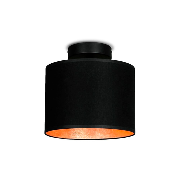 Plafoniera moderna cu 1 lumina, Sotto Luce Mika, negru/tesatura de cupru, baza neagra,1 x E27, diam. 20 cm