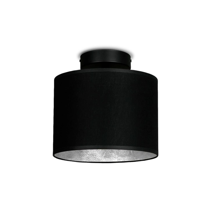Plafoniera moderna cu 1 lumina, Sotto Luce Mika, material textil negru/argintiu, baza neagra,1 x E27, diam. 20 cm