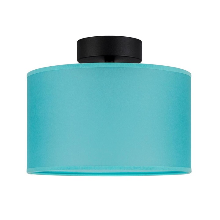 Plafoniera translucida 1 lumina, Sotto Luce Taiko, pergament albastru stralucitor, baza neagra,1 x E27, diam. 25 cm