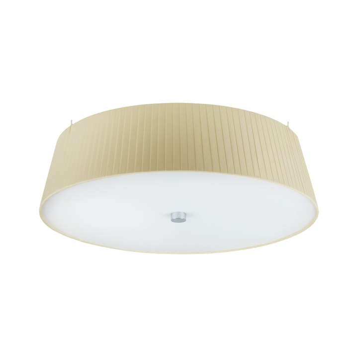 Plafoniera de design cu 3 lumini, Sotto Luce Kami, tesatura ecru, baza alba,3 x E27, diam. 45 cm