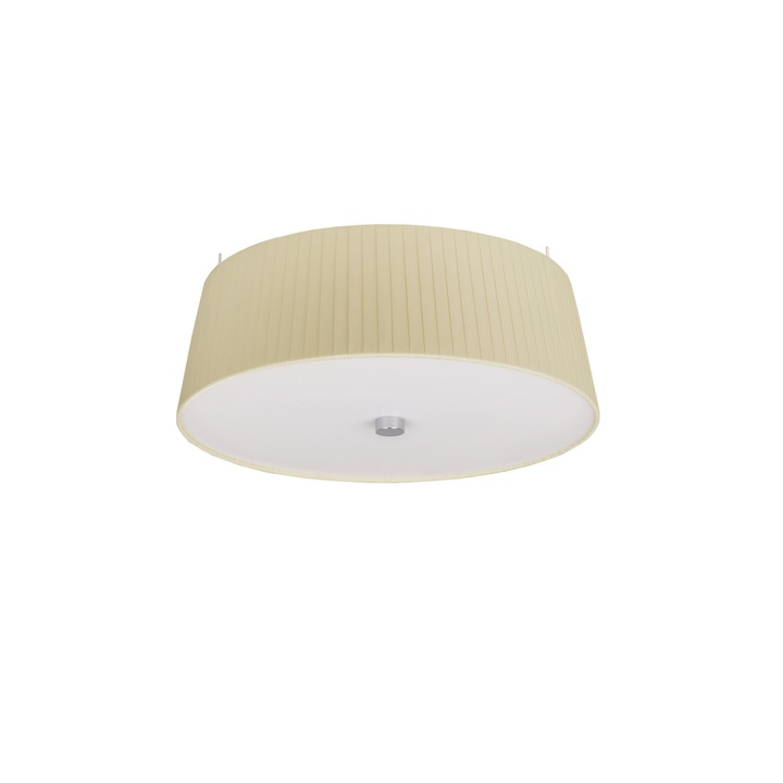 Plafoniera de design cu 3 lumini, Sotto Luce Kami, tesatura ecru, baza alba,3 x E27, diam. 36 cm